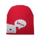 I LOVE MOM/DAD Cartoon Bear Knitted Cotton Beanie Cap Cute Baby Hat Warm Spring Autumn Hats Caps for 0.5-3years old children-dad red-JadeMoghul Inc.