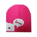 I LOVE MOM/DAD Cartoon Bear Knitted Cotton Beanie Cap Cute Baby Hat Warm Spring Autumn Hats Caps for 0.5-3years old children-dad rose red-JadeMoghul Inc.
