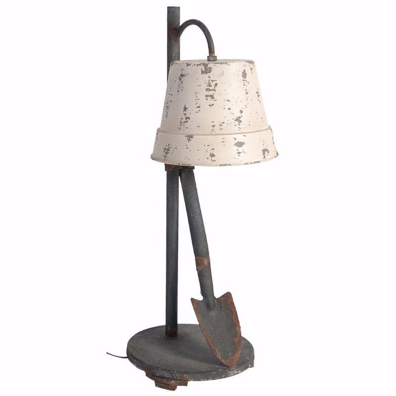 Ideal and Distinctive Distressed Table Lamp-Table Lamps-Ivory and Gray-metal glass-JadeMoghul Inc.
