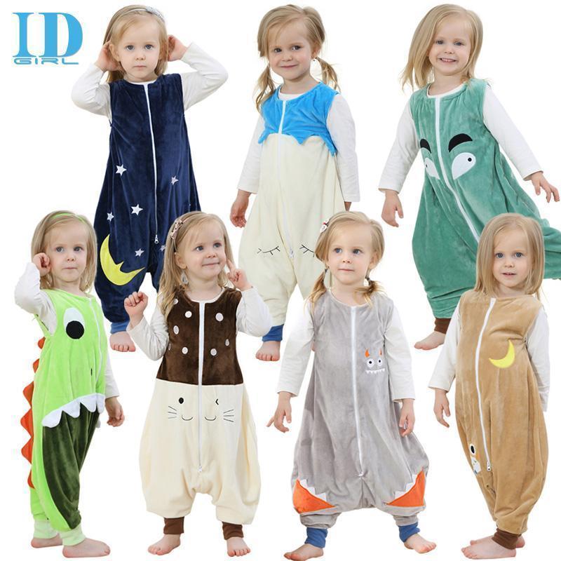 IDGIRL Kids Blanket Sleepers Baby Jumpsuit Pajamas Boy&Girl Cartoon Kigurumi Clothes Children one Pcs Flannel Sleeping Bag SP003-Blue-2T-JadeMoghul Inc.