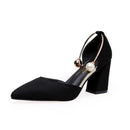 IF FEEL Women Sandals High Heels Summer Women Shoes Gladiator Sandals Block Heels Pearl Strap Women Pumps Chunky Heels Shoes 8cm-Black-3-JadeMoghul Inc.