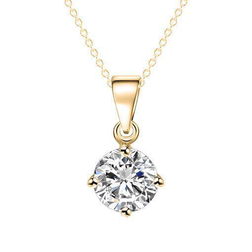 IF ME Simple Fashion Jewelry Silver and Gold Color Round Shape CZ Cubic Zirconia Pendant Necklace for Women Wedding Jewelry-Gold 32OO15-JadeMoghul Inc.