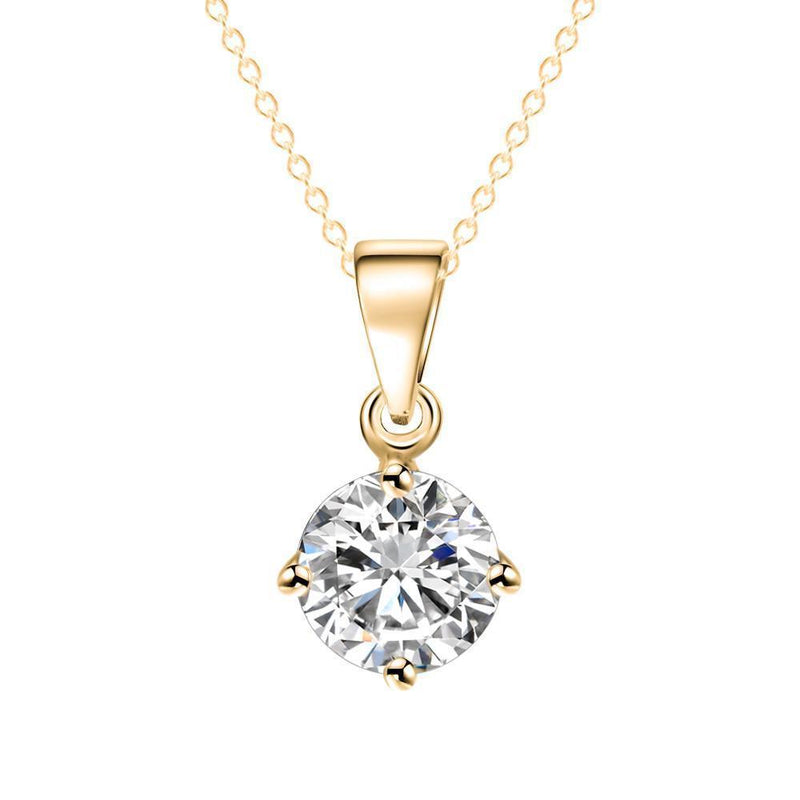 IF ME Simple Fashion Jewelry Silver and Gold Color Round Shape CZ Cubic Zirconia Pendant Necklace for Women Wedding Jewelry-Gold 32OO15-JadeMoghul Inc.