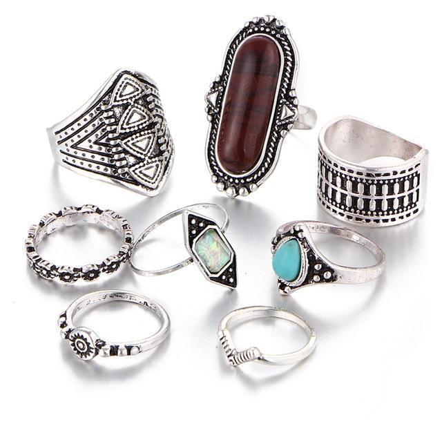 IF YOU Trendy Vintage Fashion Gothic Antique Lucky Stone Finger Midi Ring Set for Women Punk Boho Knuckle Rings For Women Lady-RJLA13228-JadeMoghul Inc.