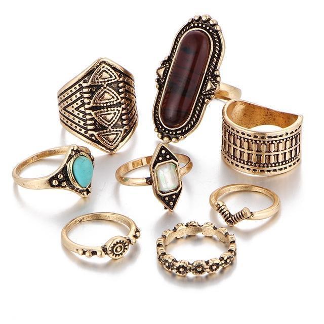 IF YOU Trendy Vintage Fashion Gothic Antique Lucky Stone Finger Midi Ring Set for Women Punk Boho Knuckle Rings For Women Lady-RJLA13255-JadeMoghul Inc.