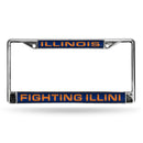 Toyota License Plate Frame Illinois Blue Laser Chrome Frame