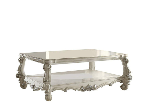 Imperial Coffee Table, Bone White-Coffee Tables-White-Aspen Wood Wood Veneer Poly Resin Decor-JadeMoghul Inc.