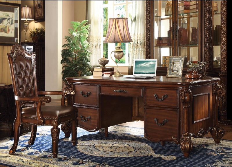 Imperial Executive Desk, Cherry Brown-Desks and Hutches-Cherry Brown-Aspen Wood Poplar Wood Wood Veneer MDF Ply-JadeMoghul Inc.