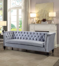 Imperial Looking Sofa, Blue-Gray Velvet-Sofas-Blue-Gray Velvet-Blue-Gray Velvet-JadeMoghul Inc.