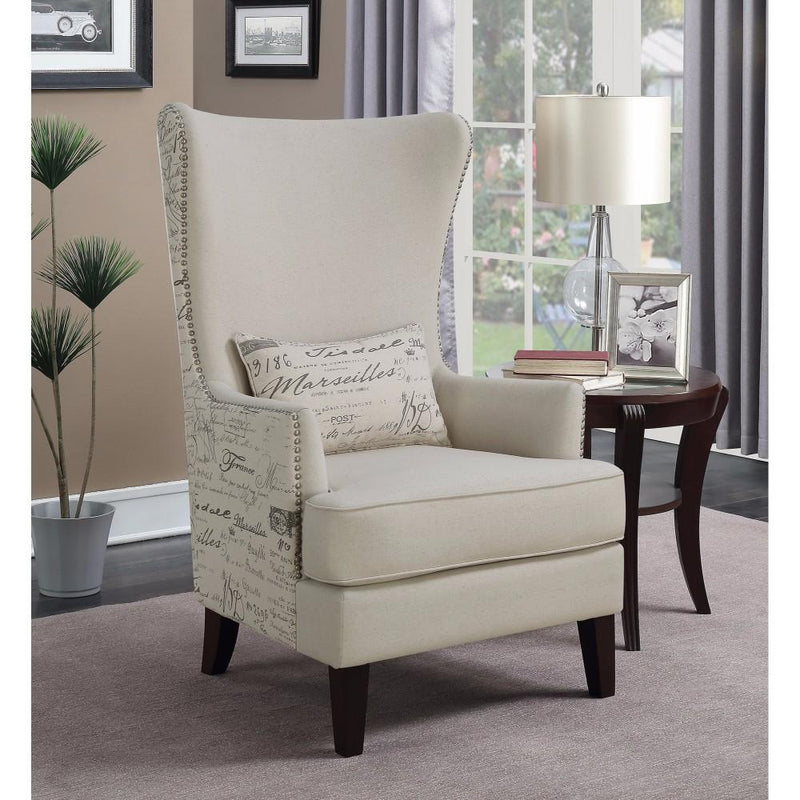 Imposingly Opulent Accent Chair, Cream-Armchairs and Accent Chairs-Cream-FABRIC-JadeMoghul Inc.