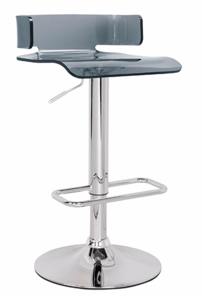 Impressive Adjustable Stool with Swivel, Gray & Chrome-Bar Stools and Counter Stools-Gray & Chrome Silver-ABS (Acrylic Resin) Metal (Chromed Steel)-JadeMoghul Inc.