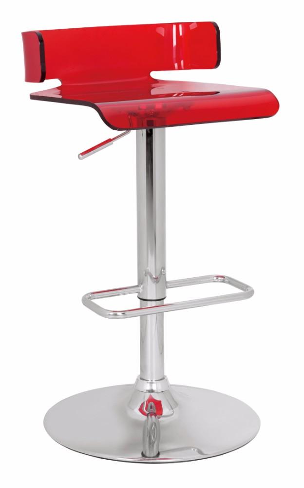 Impressive Adjustable Stool with Swivel, Red & Chrome-Bar Stools and Counter Stools-Red & Chrome Silver-ABS (Acrylic Resin) Metal (Chromed Steel)-JadeMoghul Inc.