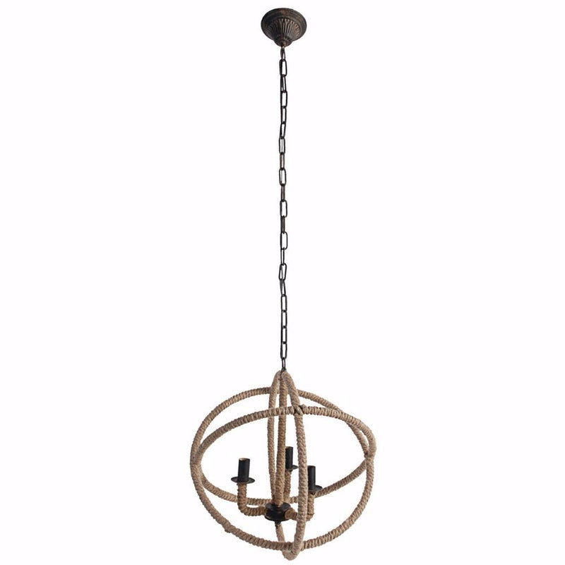 Impressive Cade-3 Light Roped Chandelier-Chandeliers-Ivory-IRON HEMP-JadeMoghul Inc.