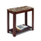 Impressive Chairside Table With Marble Top, Brown-Side Tables and End Tables-Brown-Wood & Marble-JadeMoghul Inc.