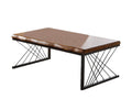 Impressive Coffee Table, Antique Oak & Black-Coffee Tables-Brown & Black-Solid Acacia Wood Metal-JadeMoghul Inc.