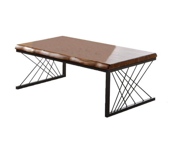 Impressive Coffee Table, Antique Oak & Black-Coffee Tables-Brown & Black-Solid Acacia Wood Metal-JadeMoghul Inc.