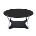 Impressive Coffee Table, Black Glass & Chrome-Coffee Tables-Black Glass & Chrome-Glass PB Metal-JadeMoghul Inc.