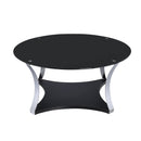 Impressive Coffee Table, Black Glass & Chrome-Coffee Tables-Black Glass & Chrome-Glass PB Metal-JadeMoghul Inc.