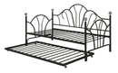 Impressive Day Bed With 15 Slats Black Finish-Daybeds-Black-Metal-JadeMoghul Inc.