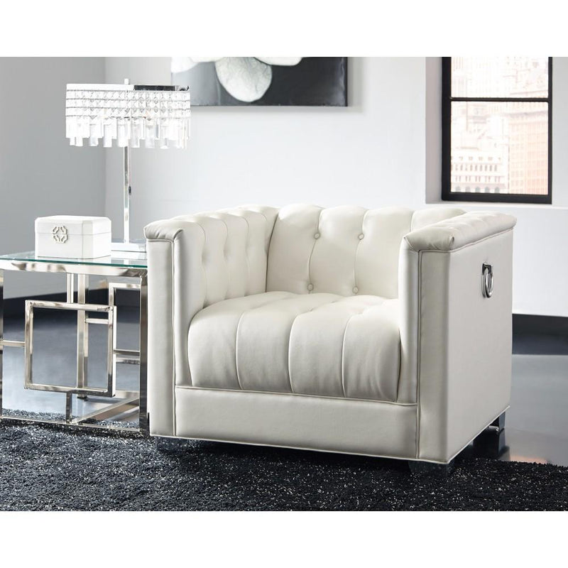 Impressively Styled Chair, White-Armchairs and Accent Chairs-White-JadeMoghul Inc.