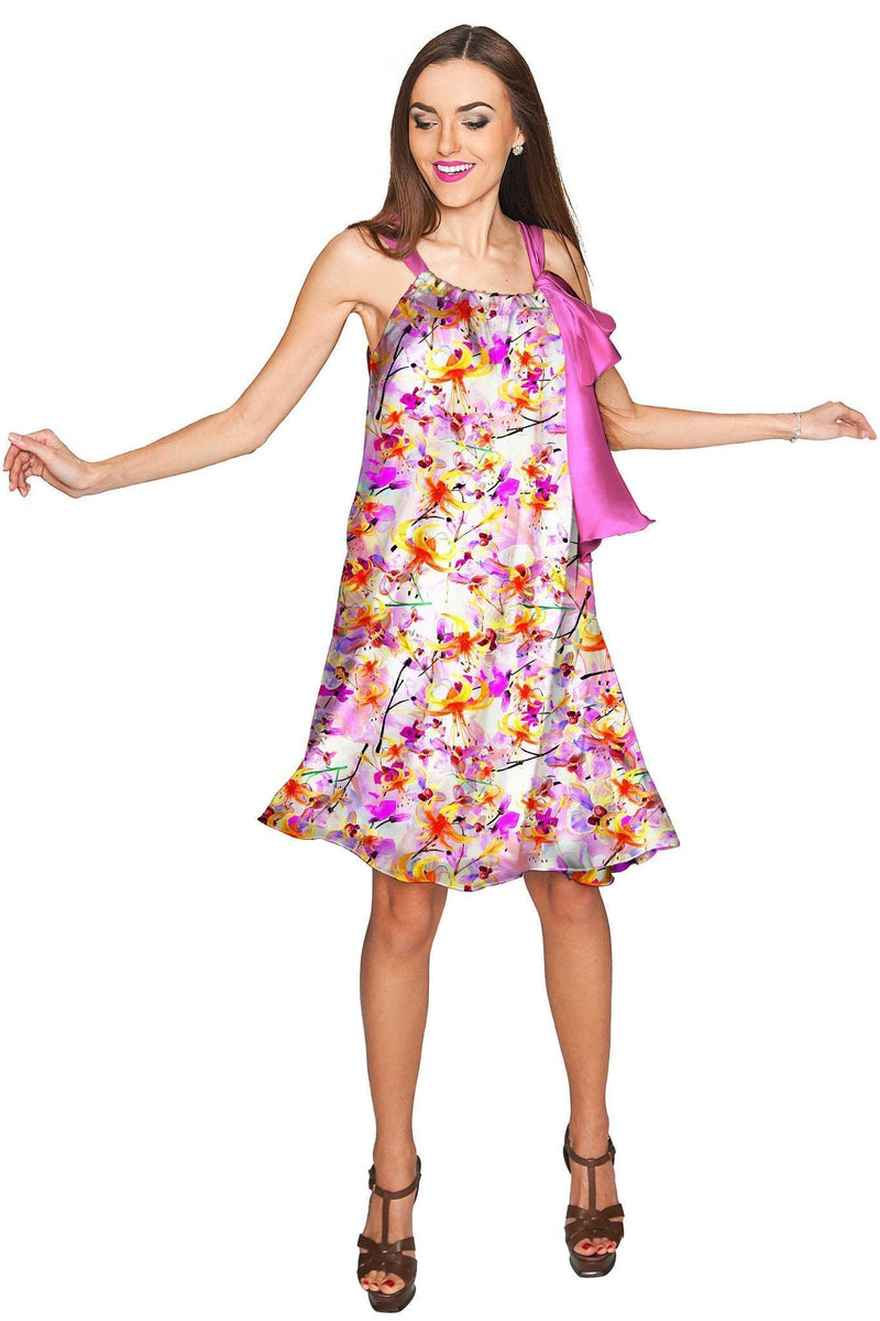 In Love Melody Pink Chiffon Floral Print Dress - Women-In Love-XS-Pink/Purple-JadeMoghul Inc.