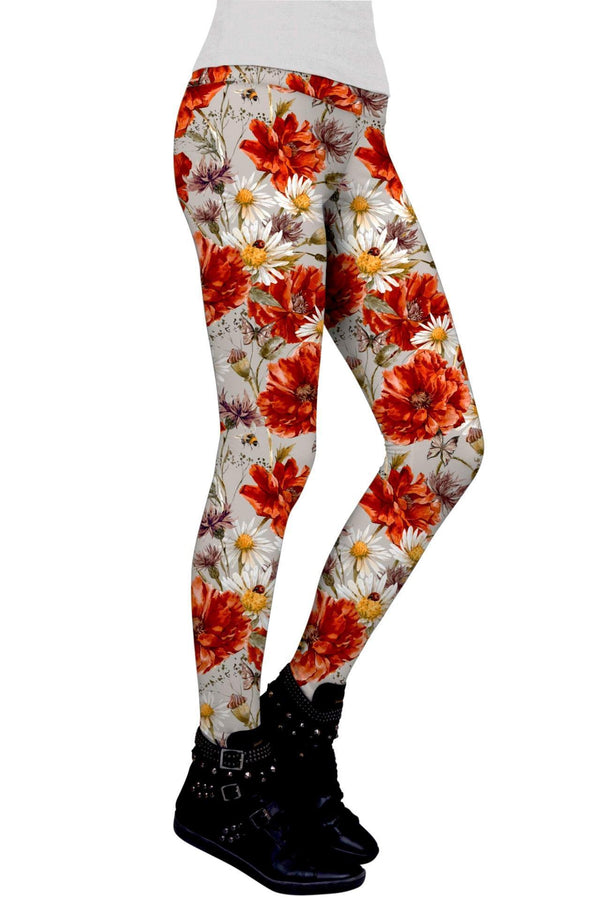 In The Wheat Field Lucy Floral Performance Legging - Women-In The Wheat Field-XS-Grey/Red/White-JadeMoghul Inc.
