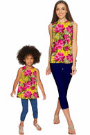 Indian Summer Emily Floral Print Sleeveless Dressy Top - Girls-Indian Summer-18M/2-Yellow/Pink-JadeMoghul Inc.