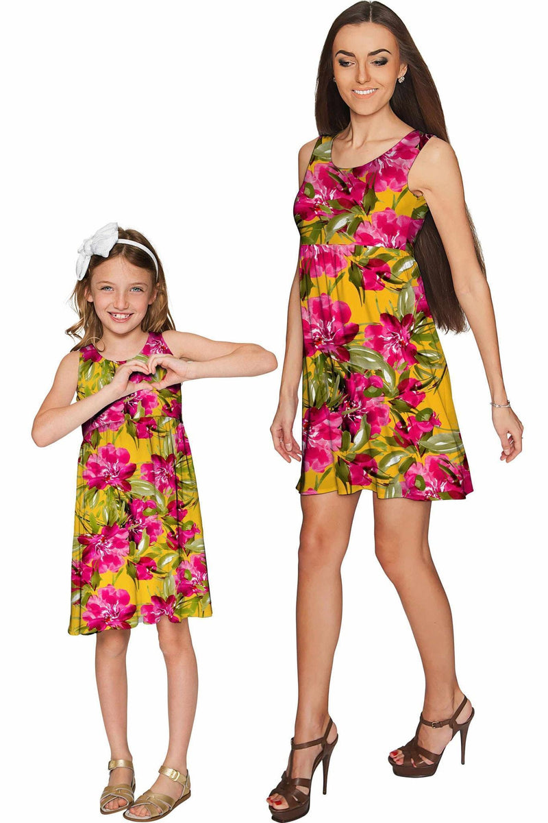 Indian Summer Sanibel Empire Waist Floral Mommy and Me Dresses-Indian Summer-18M/2-Yellow/Pink-JadeMoghul Inc.