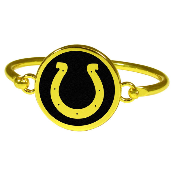 Indianapolis Colts Gold Tone Bangle Bracelet-NFL,Indianapolis Colts,Jewelry & Accessories-JadeMoghul Inc.