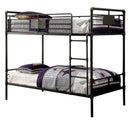 Industrial Design Twin Size Metal Bunk Bed, Black-Bunk Beds-Black-Metal-JadeMoghul Inc.