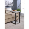 Industrial Faux Cement Designed Snack Table, Gray And Black-Console Tables-Black-Cement And Metal-JadeMoghul Inc.