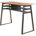 Industrial Rectangular Shaped Wooden Bar Table With Metal Legs, Gray and Brown-Bar Tables-Brown and Gray-Metal and Wood-JadeMoghul Inc.