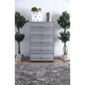 Industrial Style 5 Drawer Metal Chest with Spacious Storage, Gray-Cabinet and Storage Chests-Gray-Metal-JadeMoghul Inc.