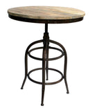 Industrial Style Adjustable Swivel Metal Bar table, Black and Walnut Brown Finish-Coffee Tables-Brown and Black-Mango Wood and Iron-powder coated , wood-JadeMoghul Inc.