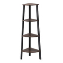 Industrial Style Free Standing Iron Bookcase with Four Wooden Shelves, Brown