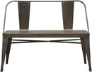 Industrial Style Metal Dining Side Bench with Bamboo Wood Seat, Brown