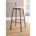 Industrial Style Metal Frame Wooden Bar Stool, Brown and Gray, Set of Two-Bar Stools-Brown and Gray-Metal and Wood-JadeMoghul Inc.