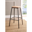 Industrial Style Metal Frame Wooden Bar Stool, Brown and Gray, Set of Two-Bar Stools-Brown and Gray-Metal and Wood-JadeMoghul Inc.