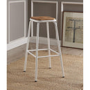 Industrial Style Metal Frame Wooden Bar Stool, Brown and White, Set of Two-Bar Stools-Brown and White-Metal and Wood-JadeMoghul Inc.