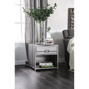 Industrial Style Metal Nightstand with Drawer and Bottom Shelf, Gray-Bedroom Furniture-Gray-Metal-JadeMoghul Inc.