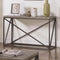 Industrial Style Minimal Sofa Table With Wooden Top And Metallic Base, Gray-Tables-Gray-Wood/Metal-JadeMoghul Inc.