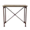 Industrial Style Pine Wood Rectangular Bar Table with Distressed Iron Base, Brown-Bar Stools & Tables-Brown-Pine Wood and Iron-JadeMoghul Inc.