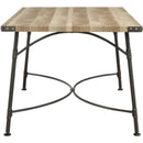Industrial Style Rectangular Wood and Metal Dining Table, Brown and Gray-Dining Furniture-Brown and Gray-Metal and Wood-JadeMoghul Inc.