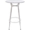 Industrial Style Steel Round Bar Height Table with Footrest, Antique White-Bar Tables-White-Steel-JadeMoghul Inc.