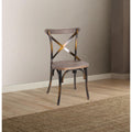 Industrial Style Wood and Metal Armless Side Chair, Brown and Copper-Accent Chairs-Brown and Copper-Metal and Wood-JadeMoghul Inc.