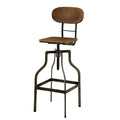 Industrial Style Wooden Swivel Bar Stool With Black Metal Base, Brown-Bar Stools and Counter Stools-Brown and Black-Mango Wood and Iron-Brown-JadeMoghul Inc.