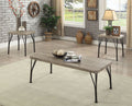 Industrial Style Wooden Top 3 Piece Table Set, Gray and Dark Bronze-Tables-Gray, Dark Bronze-Wood Metal-JadeMoghul Inc.