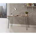 Industrial Style Writing Desk With Hairpin Metal Legs, Brown-Desks and Hutches-Brown-Wood-JadeMoghul Inc.