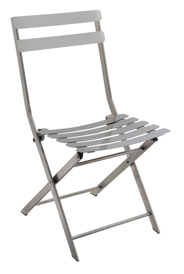 Industrial Styled Metal Folding Chair, Silver, Pack Of Two-Chairs-Silver-Metal-JadeMoghul Inc.