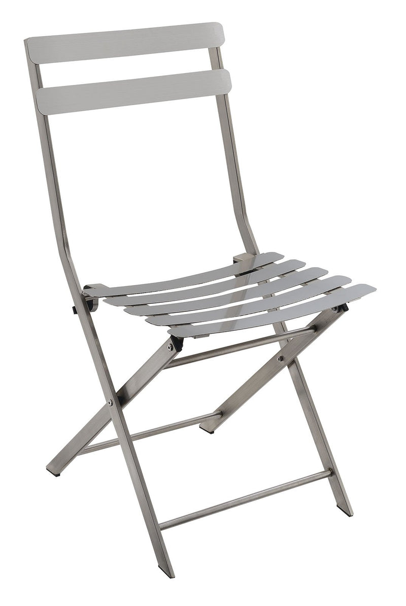 Industrial Styled Metal Folding Chair, Silver, Pack Of Two-Chairs-Silver-Metal-JadeMoghul Inc.